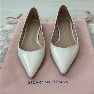 Stuart Weitzman Women's White Patent Flats